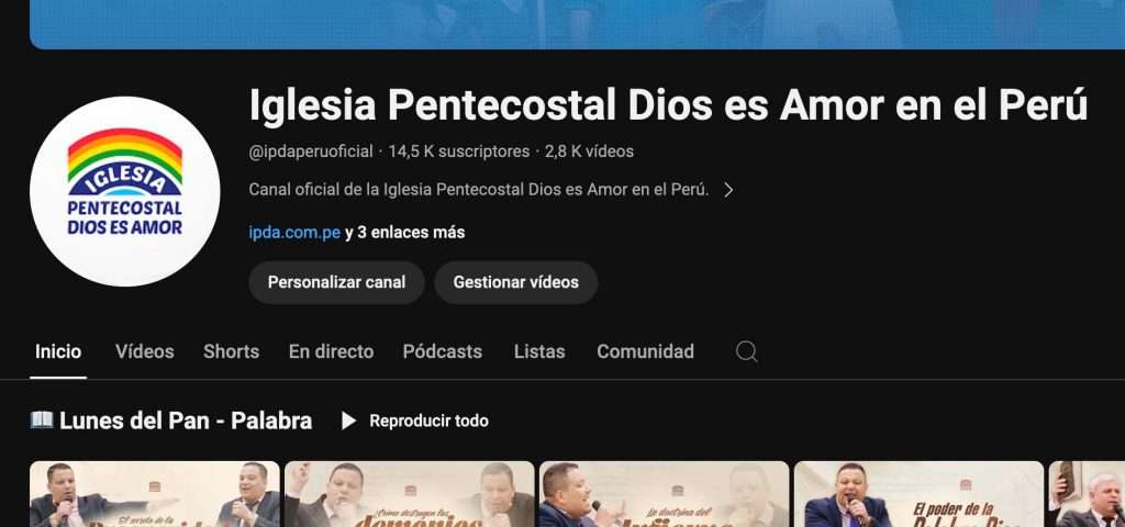 Canal youtube ipda peru